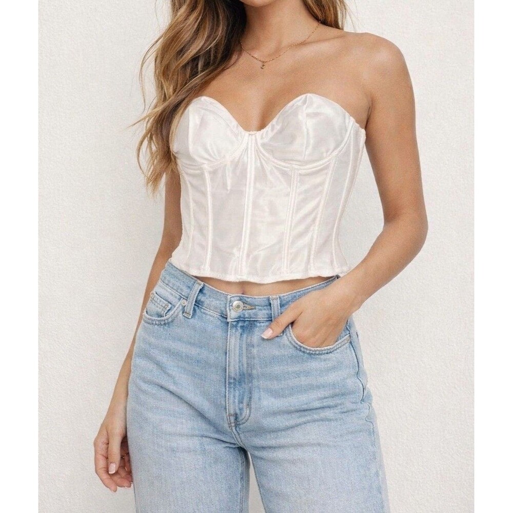 Dominique Longline White Medium Juliette Satin Torsolette Corset Bridal Bustier
